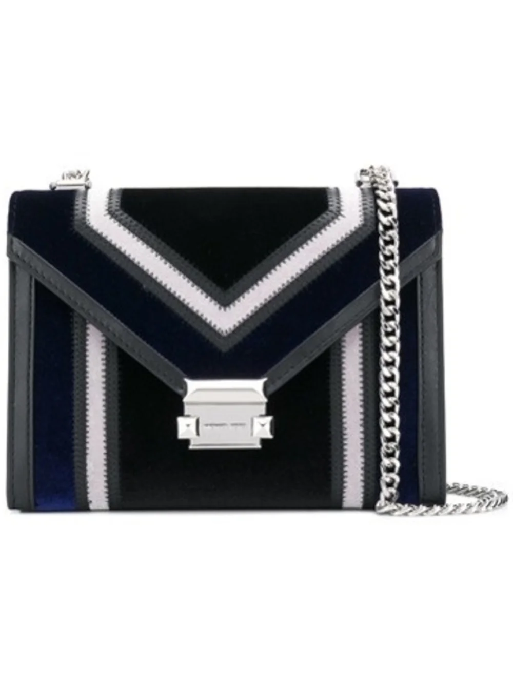 Michael Kors Navy and Black Velvet Chain Shoulder Bag